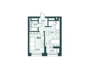 1-комнатная квартира на продажу, 36.6 м2, Курганская область