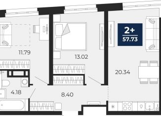 Продажа двухкомнатной квартиры, 57.7 м2, Тюмень, Калининский округ