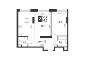 Продам двухкомнатную квартиру, 63.5 м2, Москва, ЖК Архитектор, улица Академика Волгина, 2с3