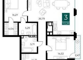 Продажа 3-комнатной квартиры, 113.3 м2, Рязань