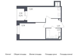 1-комнатная квартира на продажу, 36 м2, Санкт-Петербург, жилой комплекс Живи в Рыбацком, 5, муниципальный округ Рыбацкое