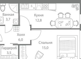 Продаю однокомнатную квартиру, 41 м2, Москва, метро Молодёжная