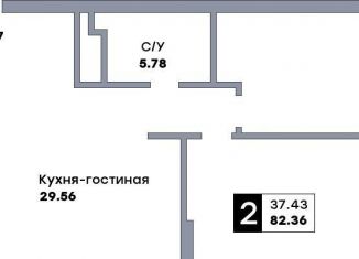 Двухкомнатная квартира на продажу, 82.4 м2, Самара, метро Российская