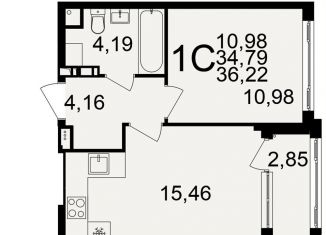 Продажа 1-комнатной квартиры, 36.2 м2, Тула