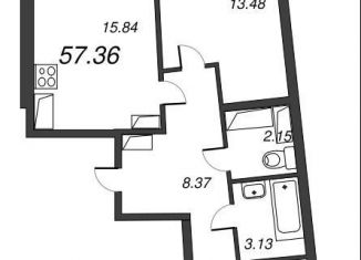 Продается двухкомнатная квартира, 59.3 м2, Мурино