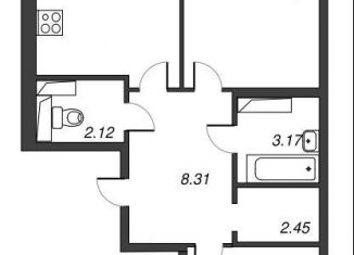 Продам двухкомнатную квартиру, 64.2 м2, Мурино