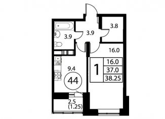Продается 1-комнатная квартира, 38.3 м2, Московская область