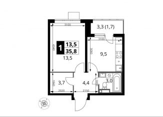Продажа 1-комнатной квартиры, 35.8 м2, Московская область, жилой комплекс 1-й Донской, 4