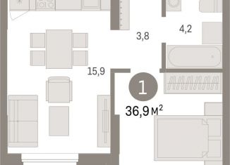 Продам однокомнатную квартиру, 36.9 м2, Омская область