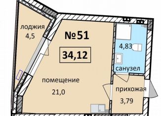 Продается 1-комнатная квартира, 34.1 м2, Балтийск