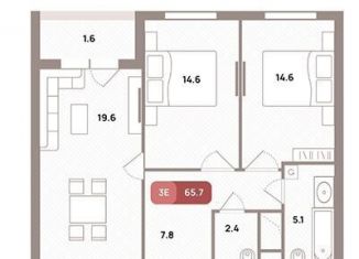 2-комнатная квартира на продажу, 65.7 м2, Москва, Рязанский район