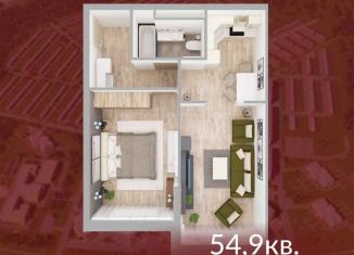 Однокомнатная квартира на продажу, 54.9 м2, Кемерово, Солнечный бульвар, 22, ЖК Солнечный Бульвар