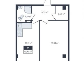 Продается 1-комнатная квартира, 46.5 м2, Мурино, улица Шоссе в Лаврики, 93, ЖК Ромашки