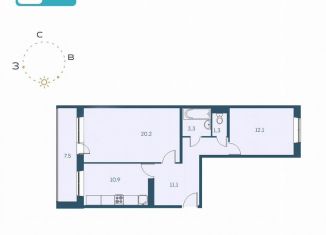 Продажа 2-ком. квартиры, 62.7 м2, Новосибирск, Междуреченская улица, 7/1