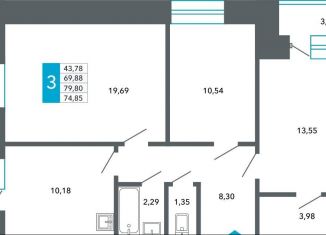 3-ком. квартира на продажу, 74.9 м2, Чита, Нерчинско-Заводская улица, 6/8