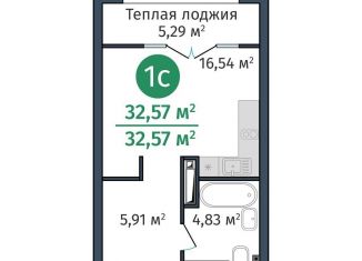 Однокомнатная квартира на продажу, 32.6 м2, Тюмень, ЖК ДОК, Краснооктябрьская улица, 8