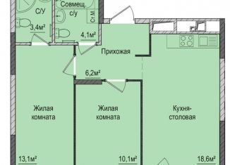 Продам 2-ком. квартиру, 55.5 м2, Ижевск, Зелёная улица, 60к1, ЖК Тринити