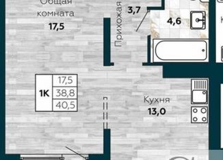 Продам 1-комнатную квартиру, 40.5 м2, Новосибирск, улица Николая Островского, 195, ЖК Галактика