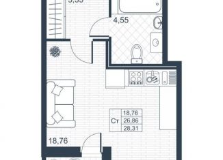 Квартира на продажу студия, 28.3 м2, Санкт-Петербург, метро Чёрная речка, Карельский переулок