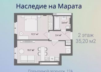 Однокомнатная квартира на продажу, 35.2 м2, Санкт-Петербург, муниципальный округ Семеновский