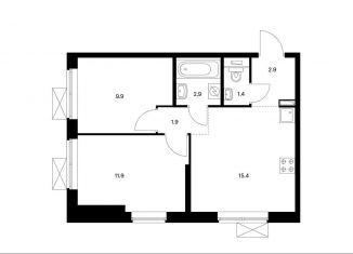 Продается 2-ком. квартира, 46.3 м2, Москва, ЖК Кронштадтский 14