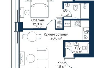 Продается однокомнатная квартира, 40 м2, Москва