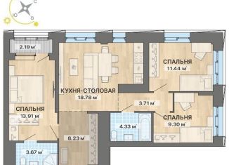 Продажа 3-ком. квартиры, 75.6 м2, Екатеринбург, ЖК Северное Сияние, улица Уральских Рабочих