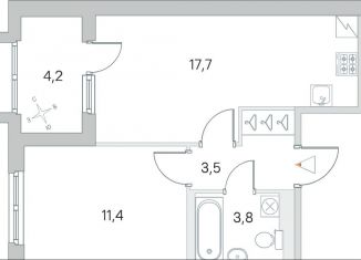 Продам 1-комнатную квартиру, 38.8 м2, посёлок Шушары, улица Нины Петровой, 8к1