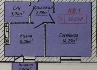 Однокомнатная квартира на продажу, 30.3 м2, Нальчик, улица Головко, 200, район Затишье