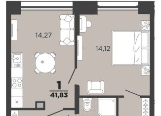 Продается однокомнатная квартира, 41.8 м2, Рязань