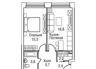 Двухкомнатная квартира на продажу, 46 м2, Москва, Шелепихинская набережная, 42к3, ЖК Фридом