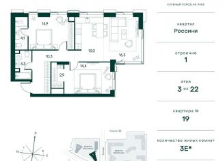 Двухкомнатная квартира на продажу, 81.1 м2, Москва