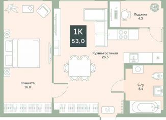 Продаю 1-комнатную квартиру, 53 м2, Курган, улица Витебского, 5К2