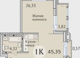 Продам однокомнатную квартиру, 45.4 м2, Новосибирск, улица Дуси Ковальчук, 2, метро Площадь Гарина-Михайловского
