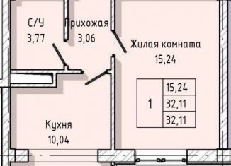 Продаю однокомнатную квартиру, 32.1 м2, Нальчик, район Молодёжный, улица А.А. Кадырова, 21