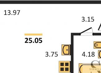 Продаю квартиру студию, 25 м2, Новосибирск, Дзержинский район, улица Авиастроителей, 3/1