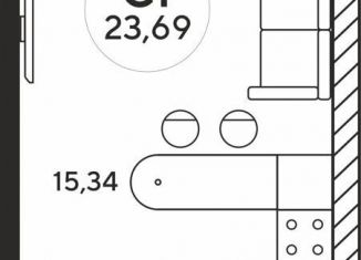 Квартира на продажу студия, 23.4 м2, Ростов-на-Дону, Ашхабадский переулок, 2/46, ЖК Ленина, 46