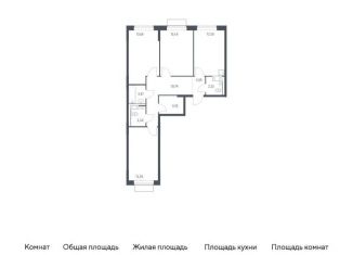 Продается 3-комнатная квартира, 77.8 м2, посёлок Мирный, жилой комплекс Томилино Парк, к6.3