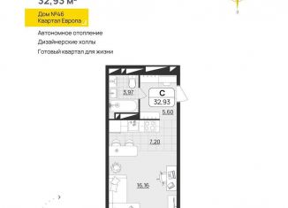 Продам квартиру студию, 32.9 м2, Ульяновск, Засвияжский район, квартал Европа, 46