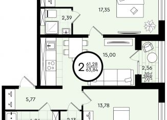 Продаю 2-комнатную квартиру, 63.8 м2, Тюмень