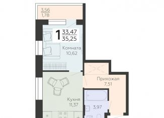 Продам 1-комнатную квартиру, 35.3 м2, Воронежская область