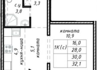 Продаю 2-комнатную квартиру, 28 м2, Новосибирская область