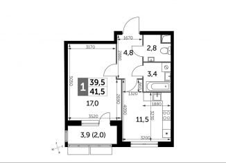 Продажа 1-комнатной квартиры, 41.5 м2, посёлок Развилка, ЖК Римский