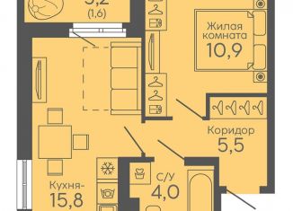 Продается 1-комнатная квартира, 37.8 м2, Екатеринбург, Новосинарский бульвар, 6, метро Ботаническая