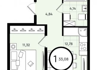 Продам 1-комнатную квартиру, 33.1 м2, Тюменская область
