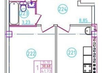 1-комнатная квартира на продажу, 41.7 м2, Шахты, переулок Бродского, 10