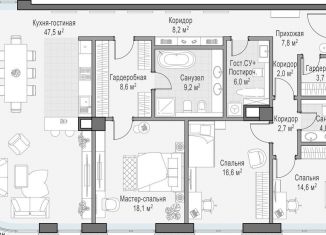 Продается трехкомнатная квартира, 157.1 м2, Москва, метро Новокузнецкая