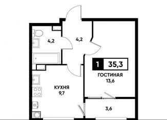Продается 1-ком. квартира, 35.3 м2, Ставрополь, микрорайон № 35, улица Николая Голодникова, 7к1