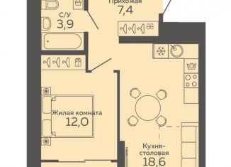 Продается однокомнатная квартира, 43.7 м2, Екатеринбург, метро Чкаловская, улица 8 Марта, 204Г