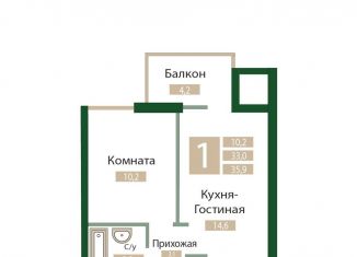 Продажа 1-ком. квартиры, 35.8 м2, посёлок городского типа Молодёжное